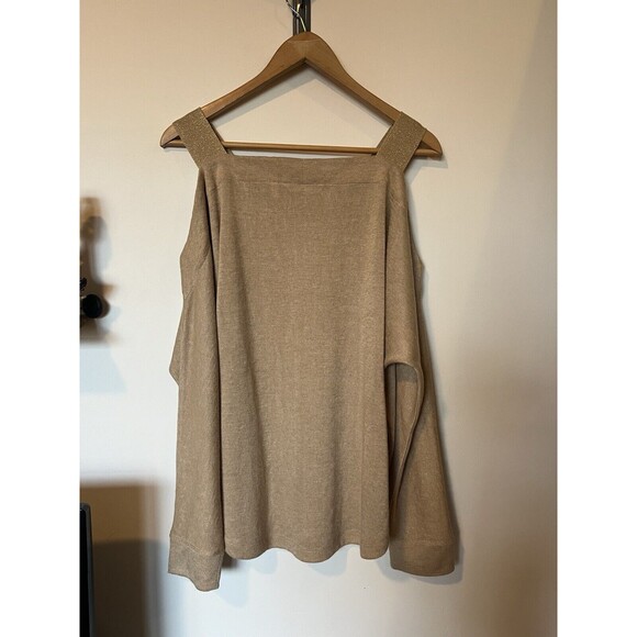 Soft Surroundings Camel Color Valencia Cold Shoulder Sweater Size Medium - Picture 5 of 9